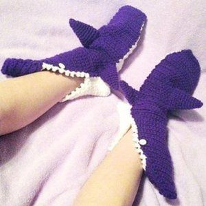 MADE TO ORDER! Purple Child Shark socks/slippers